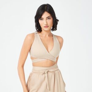 NWT SquatWolf RETROGRADE CRISS CROSS BRA TOP - COBBLESTONE M-F